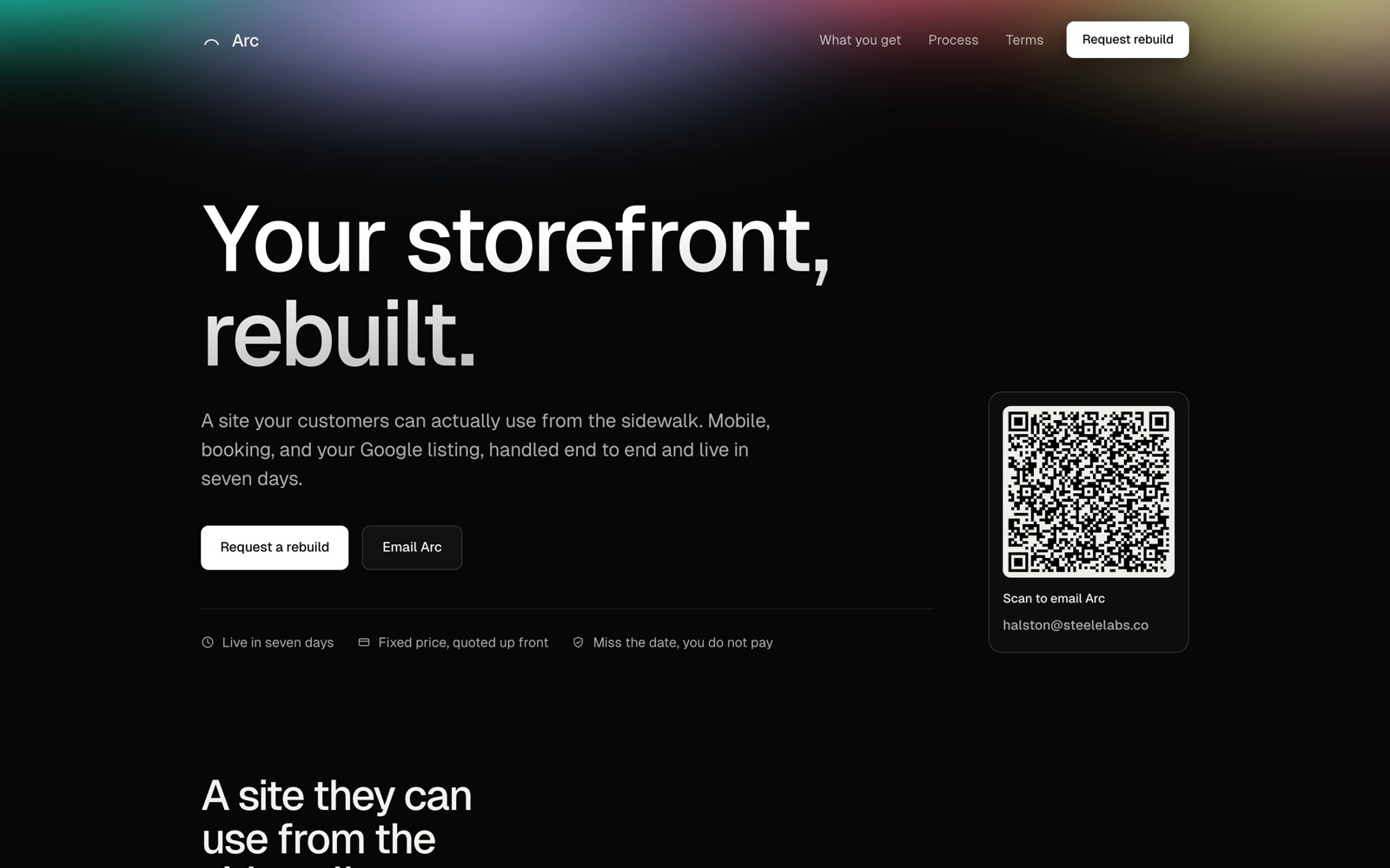 The Arc offer page: Your storefront, rebuilt.