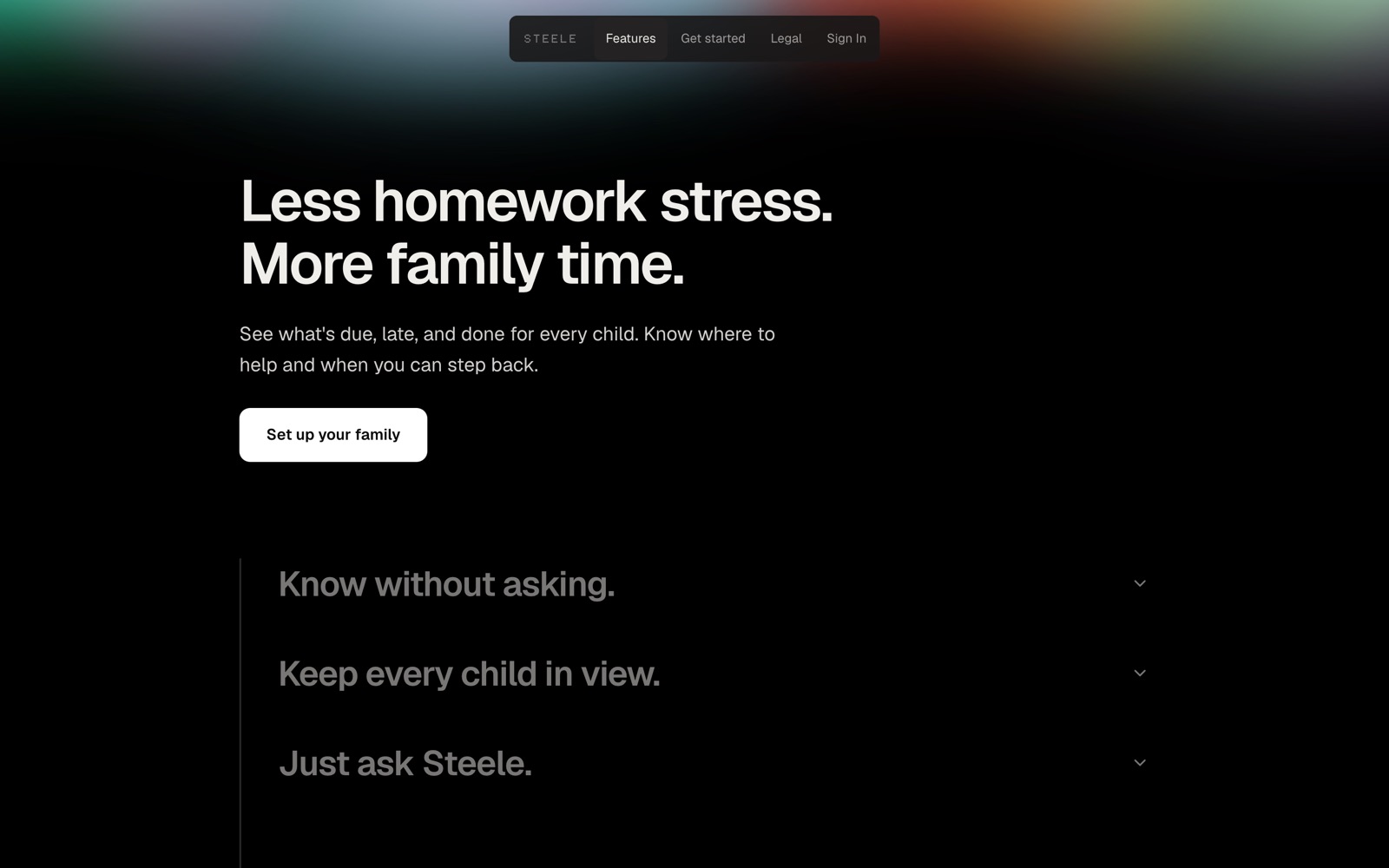 Steele for parents: See what's due, late, and done for every child.